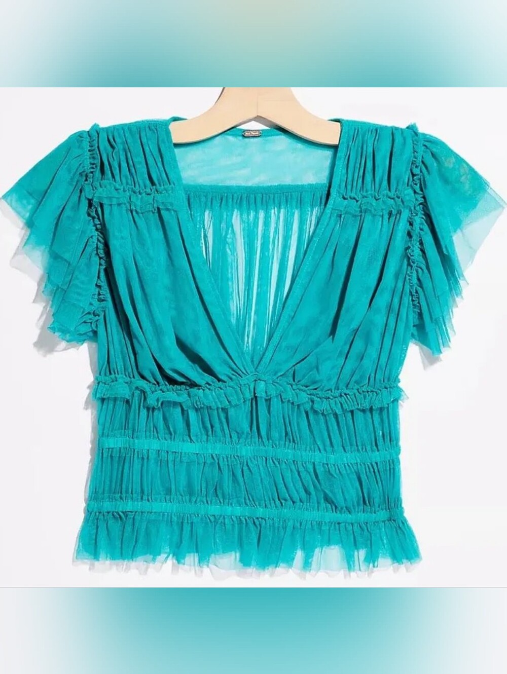 Free People sz M Making Me Smile Top in Nocturnal Green